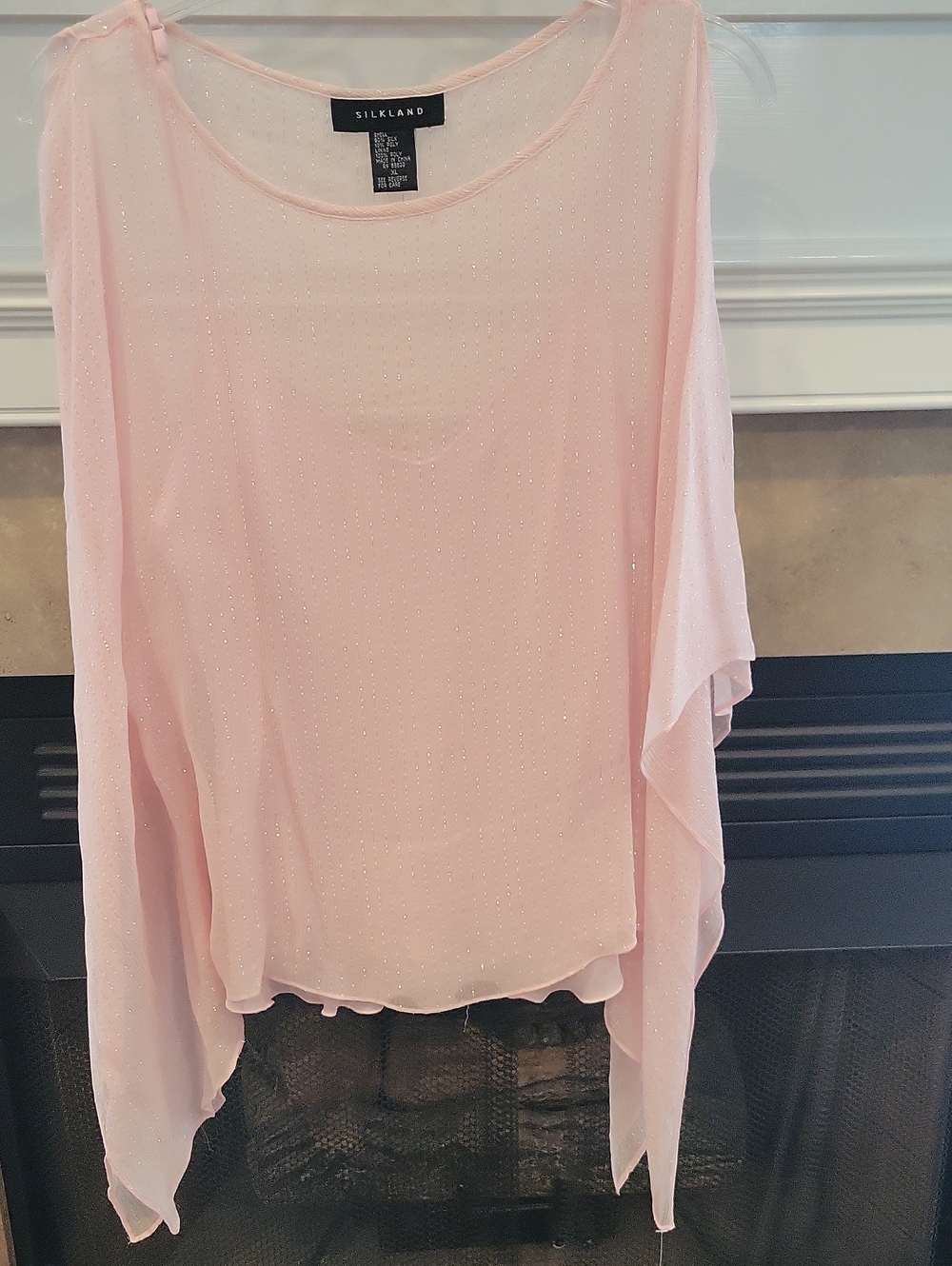 SilkLand Light Pink Sparkle Layered Tunic Top